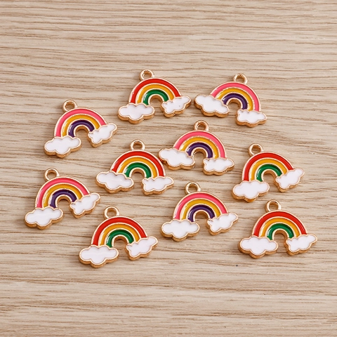 Cartoon Rainbow Clouds Alloy Enamel Pendants DIY Jewelry Making Accessories For Necklace Bracelet Keychain Multi Color