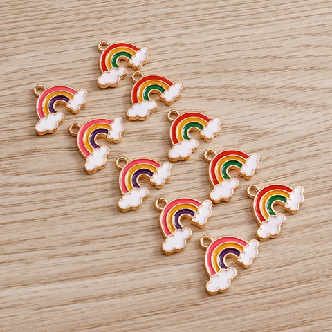 Cartoon Rainbow Clouds Alloy Enamel Pendants DIY Jewelry Making Accessories For Necklace Bracelet Keychain Multi Color