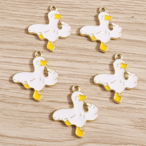 Lustige Cartoon Weiße Ente Legierung Emaille Charms Für DIY Schmuckherstellung Einzigartige Mittelfinger Ente Anhänger Basteln