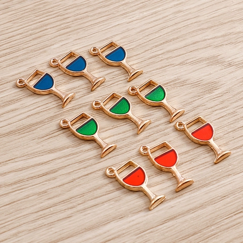 Wine Glass Alloy Enamel Charms Goblet Pendants For DIY Jewelry Making Fashion Accessories Necklaces Bracelets Earring Charms