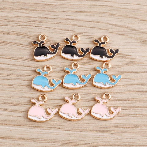 Cartoon Cute Whale Alloy Enamel Pendants For DIY Jewelry Making Necklaces Bracelets Colorful Animal Charms Jewelry Accessories