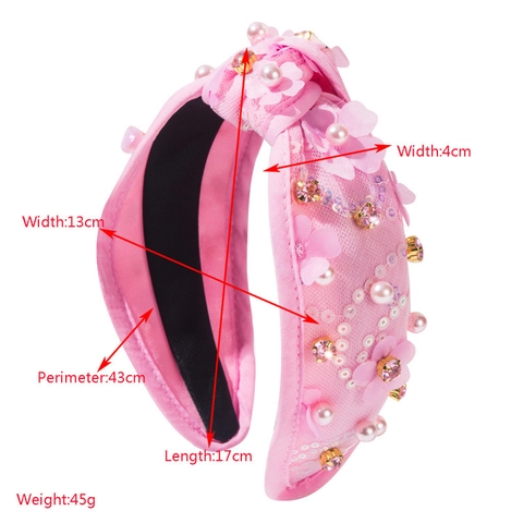 Cerchietto Annodato in Tessuto Festivo Mardi Gras Pasqua Strass Künstliche Perle Paillettes Fiore Coniglio Donna Accessori Capelli