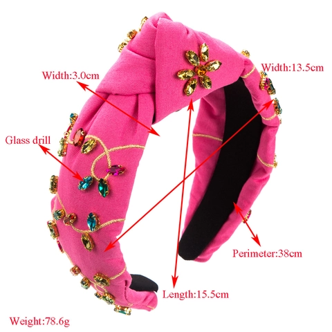 Baroque Knotted Headband Multicolor Rhinestone Gold Embroidery St. Patrick's Day Clover Fabric Hairband Fashion Hair Accessories