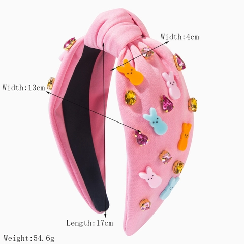 Ostern Strass Hase Karotte Haarreif Süß Rosa Stoff Strick Haarband Mit Künstliche Perle Für Damen Feiertag Haarschmuck
