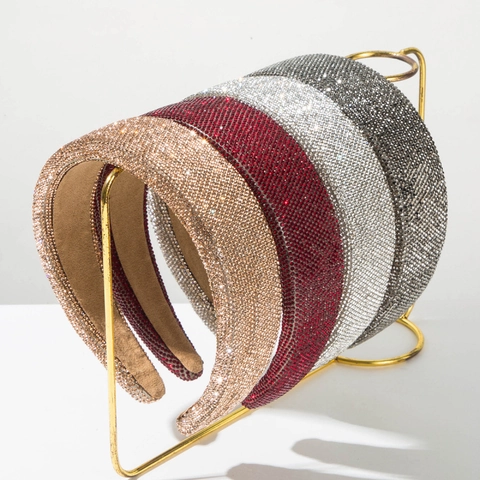 Luxe Gewatteerde Strass Haarband Voor Dames Brede Rand Mode Handgemaakte Strass Haarband Elegante Fonkelende Haaraccessoires