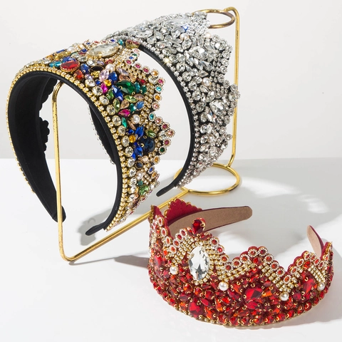 Cerchietto Largo Barocco Di Lusso Con Strass E Imitazione Di Künstliche Perle Corona Per Matrimonio Sposa Festa Accessori Capelli Vintage