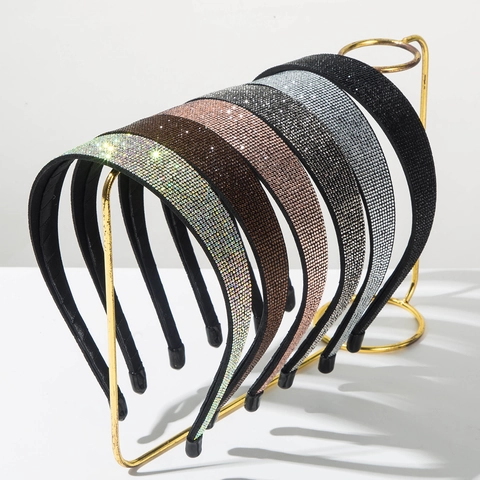 Full Rhinestone Headband For Women Glitter Hair Band Shiny Crystal Hair Hoop Solid Color Fashion Hair Accessories