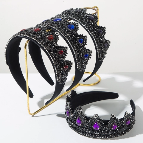 Cerchietto a Corona Barocca Vintage per Donna Orecchini a Fascia Larga in Strass Gotici Accessori Capelli per Ballo Matrimonio