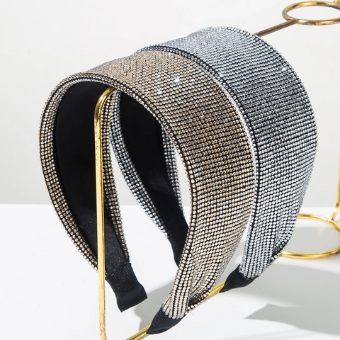 Cerchietto Largo con Strass Completo per Donna Fascia per Capelli con Strass Brillanti Accessori Capelli Eleganti Festa Quotidiana