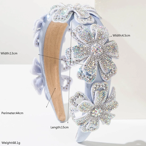 Diadema Barroca Vintage con Flores 3D y Diamantes de Imitación para Mujer Elegante de Satén Diadema Acolchada Ancha Accesorios para el Cabello Boda