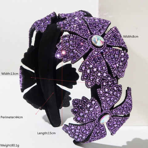 Baroque Vintage Floral Rhinestone Headband For Women Luxury Padded Wide Hair Band Party Wedding Hair Accessories