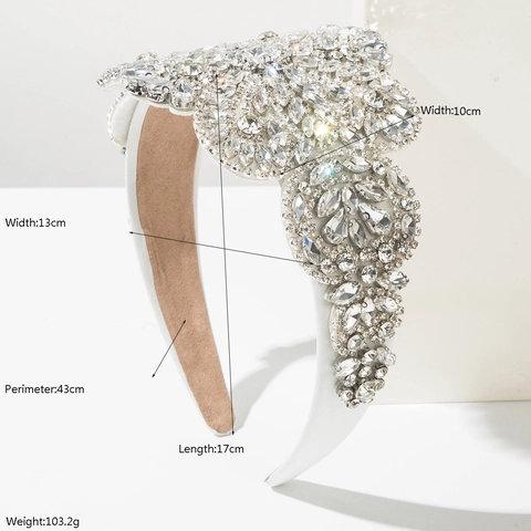 Cerchietto Largo Barocco Vintage di Lusso per Donna Fascia per Capelli Floreale con Strass e Cristalli per Festa Matrimonio Banchetto