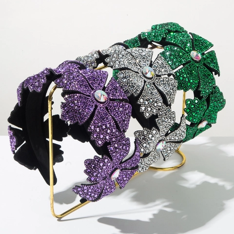 Baroque Vintage Floral Rhinestone Headband For Women Luxury Padded Wide Hair Band Party Wedding Hair Accessories