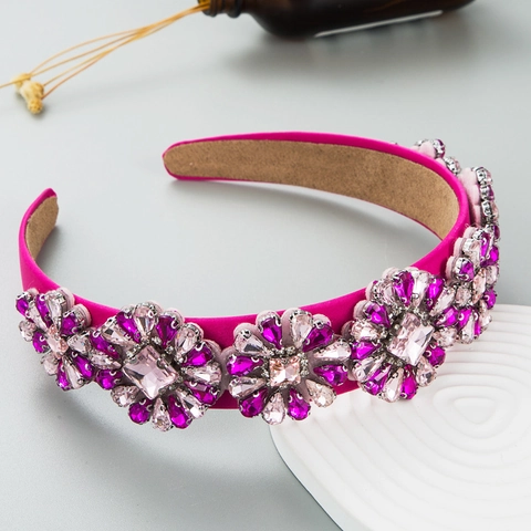 Luxe Barok Stirnband Met Strass Bloemen Vintage Fluweel Gewatteerde Haarband Voor Dames Feest Bruiloft Haaraccessoires