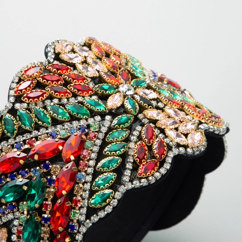 Baroque Rhinestone Flower Padded Headband Vintage Luxurious Sparkly Crystal Hairband For Women Party Hair Accessories