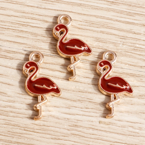 Cartoon Flamingo Enamel Alloy Pendants Animal Charms For DIY Necklace Bracelet Jewelry Making Accessories Women Girls Craft