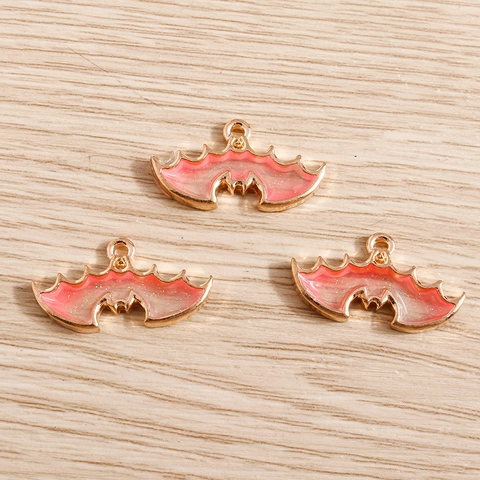 Halloween Cartoon Bat Wings Alloy Enamel Charms Glitter Gradient Pendant For DIY Necklace Earring Jewelry Making Accessories