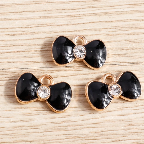 Colgantes de Lazo de Aleación Esmalte Con Diamantes de Imitación para Joyería DIY Collares Pulseras Pendientes Accesorios