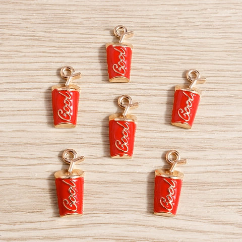 Legierung Emaille Getränkebecher Charms Für Schmuckherstellung DIY Kreative Cola Form Anhänger Zubehör Für Halsketten Armbänder