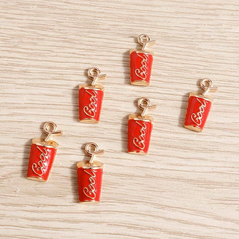 Legierung Emaille Getränkebecher Charms Für Schmuckherstellung DIY Kreative Cola Form Anhänger Zubehör Für Halsketten Armbänder