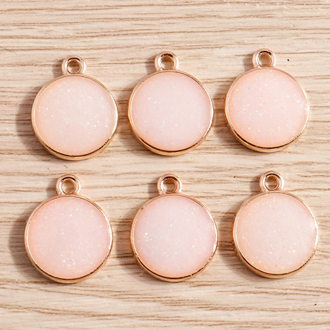 Geometric Round Alloy Glitter Pendants Drip Oil Charms For DIY Jewelry Making Necklaces Earrings Handcrafted Findings Jewelry