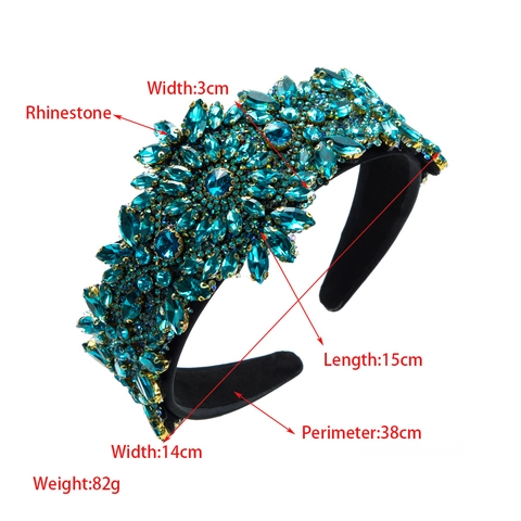 Vintage Baroque Luxury Rhinestone Wide Headband For Women Pave Crystal Floral Padded Hair Band Party Evening Hair Accessories