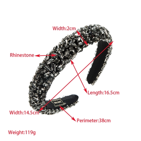 Cerchietto Imbottito Largo in Stile Barocco con Strass Donna Lusso con Cristalli Intarsiati Vintage Accessori per Capelli