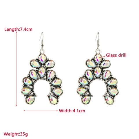 Vintage Böhmische Fächerförmige Legierung Ohrringe Mit AB Strass Antik Retro Ethnische Drop Ohrringe Für Damen Schmuck