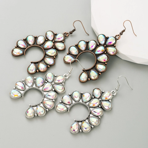 Vintage Böhmische Fächerförmige Legierung Ohrringe Mit AB Strass Antik Retro Ethnische Drop Ohrringe Für Damen Schmuck