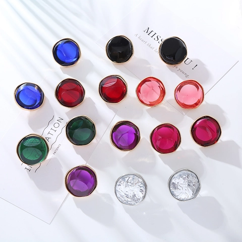 Vintage Oversize Oval Strass Ohrstecker Für Damen Bunte Harz Glas Diamant Geometrische Legierung Personalisierter Statement Schmuck