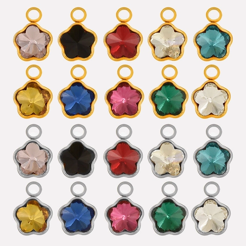 304 Edelstahl Strass Geometrische Blume Stern Anhänger Für DIY Schmuckherstellung Luxus Gold Silber Plattiert Charms Für Damen