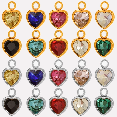 304 Stainless Steel Heart Pendant With Rhinestone Heart Shape DIY Jewelry Making Accessories For Necklace Earring Women