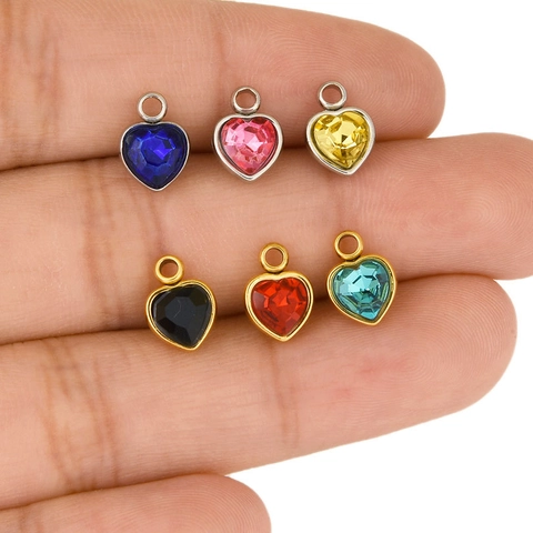 304 Stainless Steel Heart Pendant With Rhinestone Heart Shape DIY Jewelry Making Accessories For Necklace Earring Women