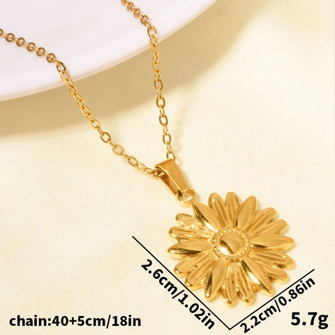 Collar Con Colgante De Girasol De Acero Inoxidable 304 Oro Plata Margarita Flor Cadena De Clavícula Para Mujer Joyería