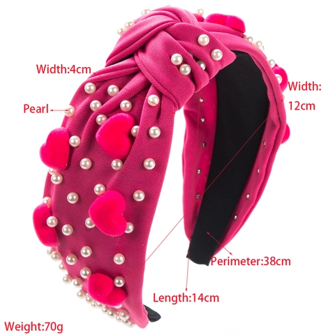 Cerchietto Barocco in Lega e Tessuto Con Perle Artificiali e Cuore Nodo Dolce Lussuoso Fascia per Capelli per Matrimonio Donna Accessori