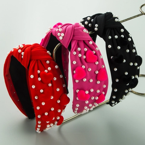 Cerchietto Barocco in Lega e Tessuto Con Perle Artificiali e Cuore Nodo Dolce Lussuoso Fascia per Capelli per Matrimonio Donna Accessori