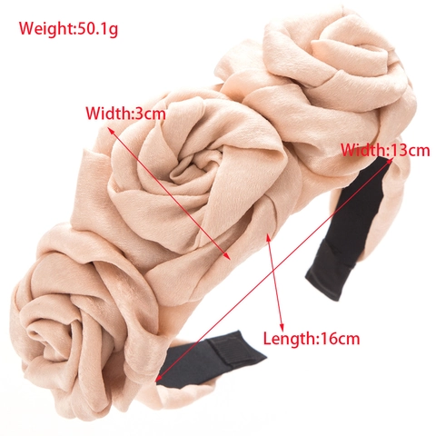 Diadema de Flores de Rosa 3D Hecha a Mano Vintage Aleación Tela de Satén Floral para Mujer Moda Fiesta Boda Accesorios para Cabello