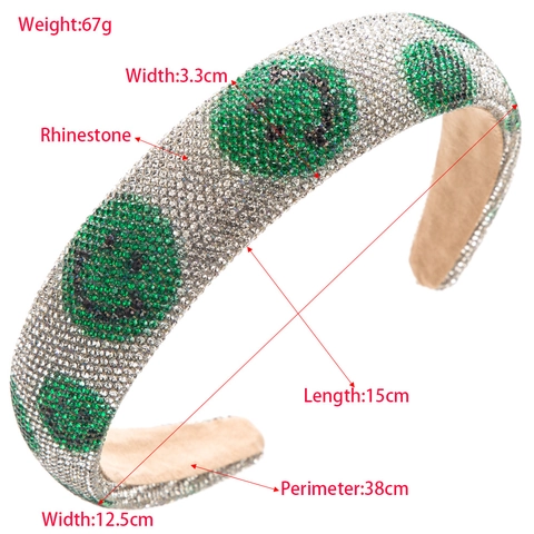 Cerchietto Imbottito Barocco Con Motivo a Faccina Sorridente in Strass Colorati per Donna Vintage Fascia per Capelli Scintillante