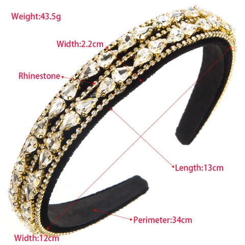Luxus Barock Vintage Strass Gepolstertes Stirnband Für Damen Funkelndes Tränenkristall Haarband Party Hochzeit Haarschmuck