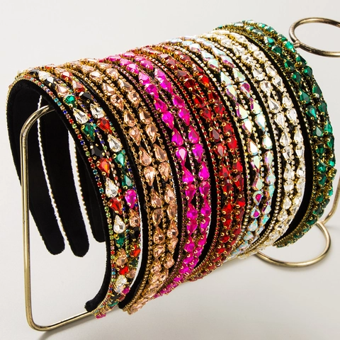 Luxus Barock Vintage Strass Gepolstertes Stirnband Für Damen Funkelndes Tränenkristall Haarband Party Hochzeit Haarschmuck