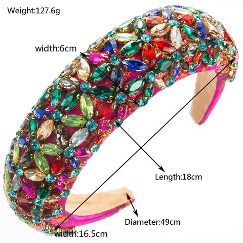 Diadema Ancha Acolchada de Lujo Barroco para Mujer Strass Cristal Floral Banda para el Cabello Vintage Estilo Palacio Accesorios