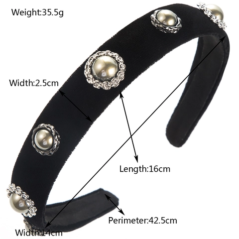Cerchietto in Velluto Nero Stile Barocco Francese Con Künstliche Perle Strass Elegante Ciondolo a Forma di Borsa per Donna Gioielli