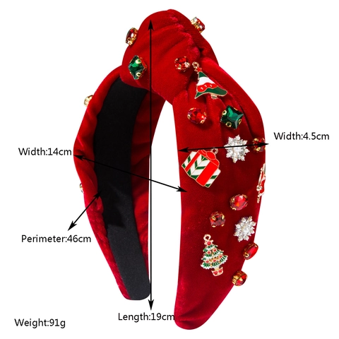 Cerchietto di Velluto Natalizio Con Ciondolo a Forma di Albero di Natale e Corna di Renna in Strass Perla Artificiale Accessorio Capelli