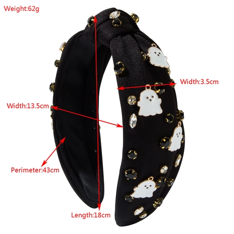 Halloween Geist Knoten Stirnband Für Damen Geist Anhänger Strass Verziert Stoff Breit Party Festlich Haarschmuck