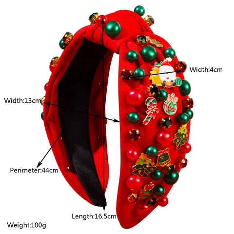 Diadema Anudada de Navidad para Mujer con Abalorios de Papá Noel y Árbol de Navidad Aleación Diamantes de Imitación