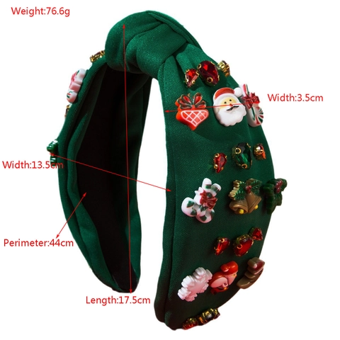 Luxe Kerst Geknoopte Hoofdband Legering Strass Kerstman Kerstboom Feestelijke Haarband Vrouwen Vakantie Accessoires