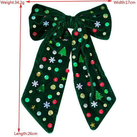 Large Velvet Bow Hair Clip Christmas Snowflake Star Sequin Hairpin For Women Holiday Party Festive Hair Accessories