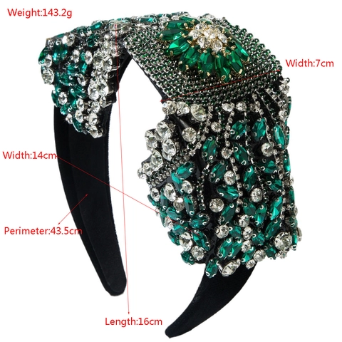 Fascia per Capelli Barocca di Lusso con Strass e Fiocco Vintage Cristallo Intarsiato Colorata Spessa Gioielli Donna