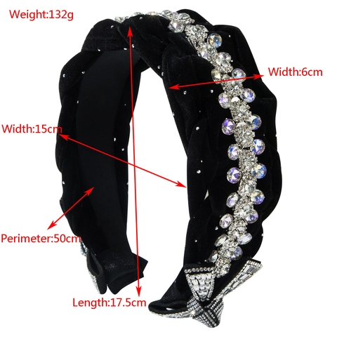 Luxus Samt Geflochten Haarreif Für Damen Glitzernd Strass Haarreif Mit Schleife Vintage Dick Herbst Winter Haarschmuck