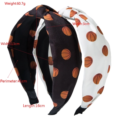 Cerchietti Annodati Sportivi da Donna Stampa Basket Fascia per Capelli Larga in Tessuto Antiscivolo Accessori per Capelli Moda Nero e Bianco